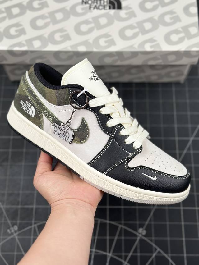 Air Jordan 1 Low Aj1 乔1 北面联名 暗黑迷彩 高端定制 低帮复古篮球鞋 #定制鞋盒 大厂纯原品质出货 超高清洁度 皮料切割干净无任何毛边