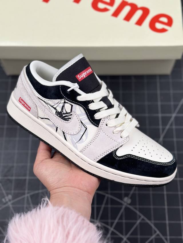 Air Jordan 1 Low Aj1 乔1 Supreme联名 蜘蛛 高端定制 低帮复古篮球鞋 #定制鞋盒 大厂纯原品质出货 超高清洁度 皮料切割干净无任何