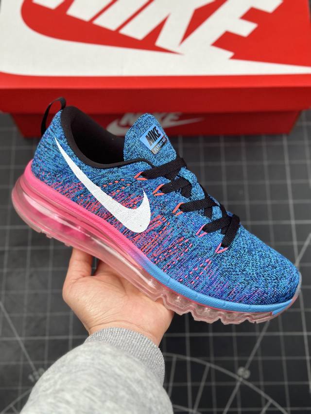 公司级nike Air Max Flyknit 耐磨轻便 织物减震防滑透气轻便 低帮跑步鞋 蒸汽大气垫百搭休闲运动慢跑鞋 耐克 原档案flyknit鞋面，新全掌