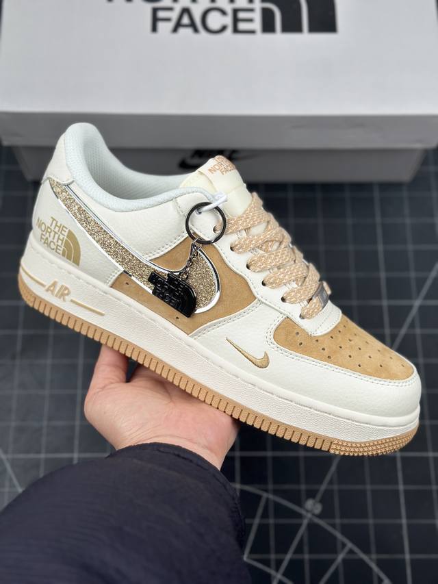 公司级nike Air Force 1 '07 Low “北面联名--满天星黄勾米白配色”空军一号 低帮 运动休闲鞋 折边针车 工艺难度大 原楦头原纸板 原装鞋