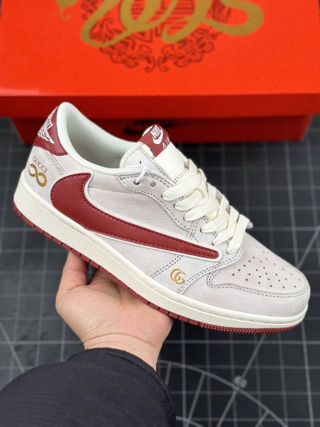 Travis Scott X Fragment Design X Air Jordan 1 Low Og Sp Aj1 乔1 古驰联名 猪八红勾 低帮文化休闲板