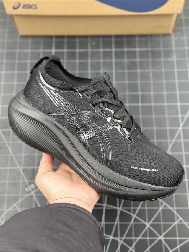 公司级asics Gel-Nimbus 27 舒适防滑耐磨低帮休闲跑步鞋 鞋底采用了轻质发泡材料 并在后跟和前掌处采用了asics亚瑟士核心科技-Gel缓震胶