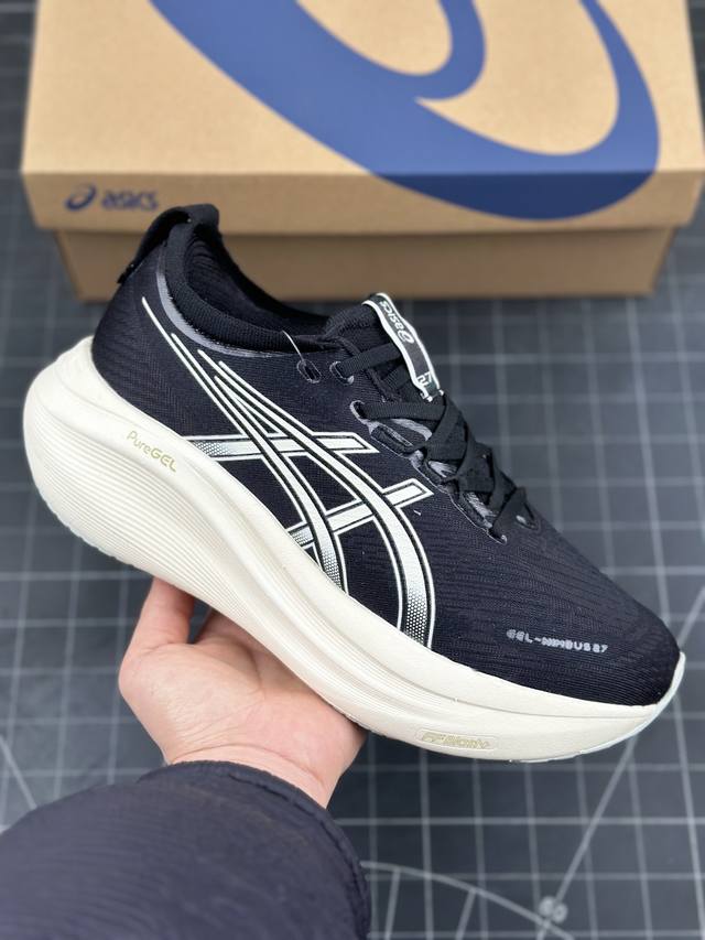 公司级asics Gel-Nimbus 27 舒适防滑耐磨低帮休闲跑步鞋 鞋底采用了轻质发泡材料 并在后跟和前掌处采用了asics亚瑟士核心科技-Gel缓震胶