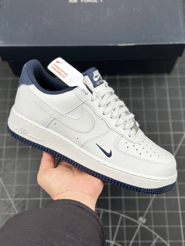 耐克nike Air Force 1’07 Low Grey Obsidian 空军一号经典低帮百搭休闲运动板鞋“皮革淡灰曜石蓝” 男女鞋真标半码制#升级原楦原