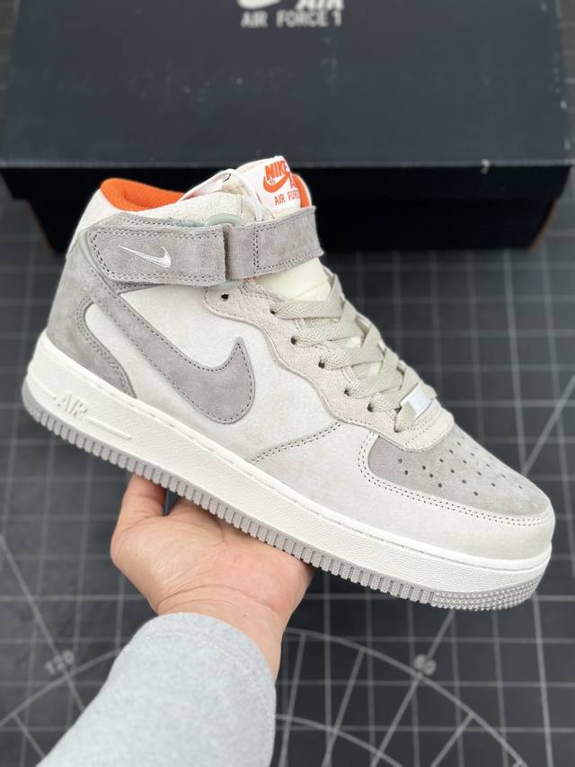 公司级nike Air Force 1 'Mid 07 灰橙麂皮 空军一号中帮休闲板鞋 进口麂皮 3M反光 原楦头原纸板 纯正空军版型 内置全掌气垫 原厂中底钢