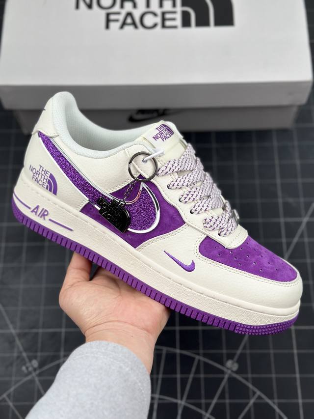 公司级nike Air Force 1 '07 Low “北面联名--满天星双勾紫白配色”空军一号 低帮运动休闲鞋 折边针车 工艺难度大 原楦头原纸板 原装鞋盒