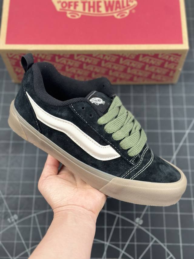 范斯vans Vault Knu-Skool Vr3 Lx 坎普尔 茱利安系列低帮复古硫化休闲运动板鞋“黑绿米白生胶肥胖版” 男女鞋硫化工艺#升级原装铝楦数据开