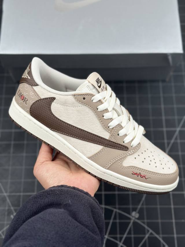 Travis Scott X Fragment Design X Air Jordan 1 Low Og Sp Aj1 乔1 迪奥联名蛇年限定 棕蛇纹 低帮文化