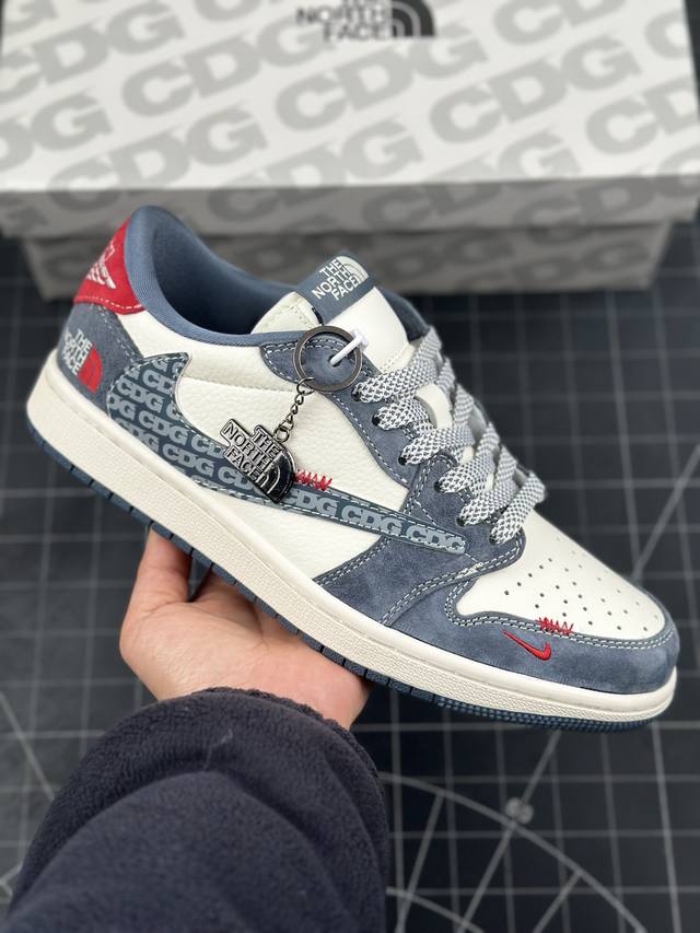 Travis Scott X Fragment Design X Air Jordan 1 Low Og Sp Aj1 乔1 北面联名 Cdg白灰 低帮文化休闲