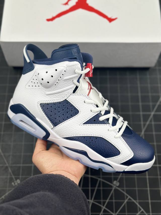 白蓝冠军复古回归,复刻潮流巅峰！耐克nike Air Jordan 6 Retro Olympic 2024 乔丹aj6代中帮复古休闲文化篮球鞋“海军蓝白冠军”