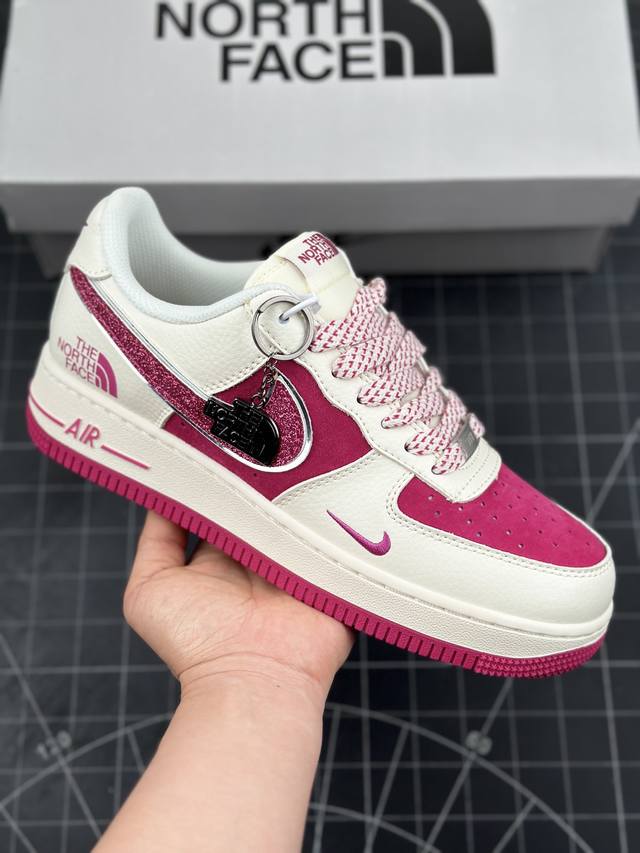 公司级nike Air Force 1 '07 Low “北面联名--满天星双勾白玫红配色”空军一号 低帮运动休闲鞋 折边针车 工艺难度大 原楦头原纸板 原装鞋