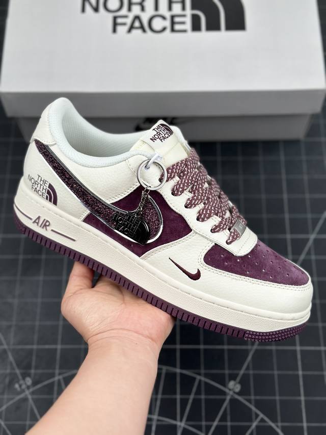 公司级nike Air Force 1 '07 Low “北面联名--满天星双勾白葡萄紫配色”空军一号 低帮运动休闲鞋 折边针车 工艺难度大 原楦头原纸板 原装