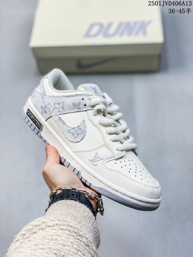 海外爆款限量发售！公司级 Nike Sb Dunk Low“Lv联名 紫色牛仔米白紫勾” 周年高端定制 低帮休闲板鞋 定制鞋盒 大厂纯原品质出货 超高清洁度 皮