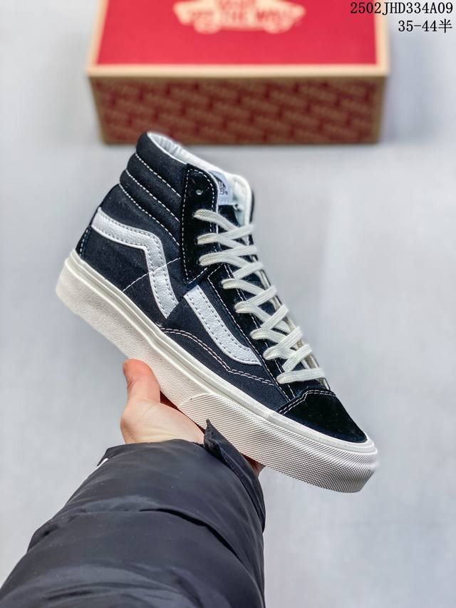 真标级 2025Vans Sk8 Hi解构高帮 解构风炸街神器 Vans经典Sk8-Hi高帮帆布鞋男女滑板鞋！ 侧边拼接+解构裁片设计，街头辨识度拉满，复古硫化