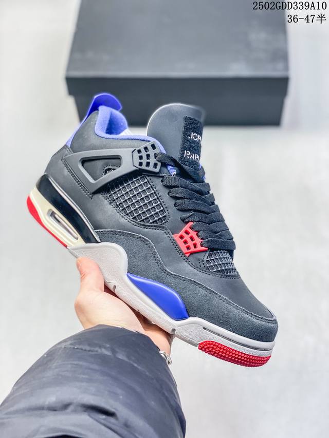 公司级带半码！ 耐克Nike Air Jordan 4 “Monsoon Blue” Aj4 乔4 迈克尔 乔丹 Aj4代 中帮复古休闲运动文化篮球鞋。秉承轻量