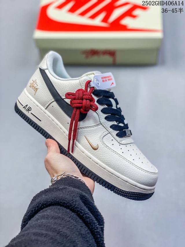 海外限量发售！公司级Nike Air Force 1 '07 Low “斯图西联名 玫瑰金刺绣”空军一号 低帮 运动鞋 休闲鞋 折边针车 工艺难度大 原楦头原纸