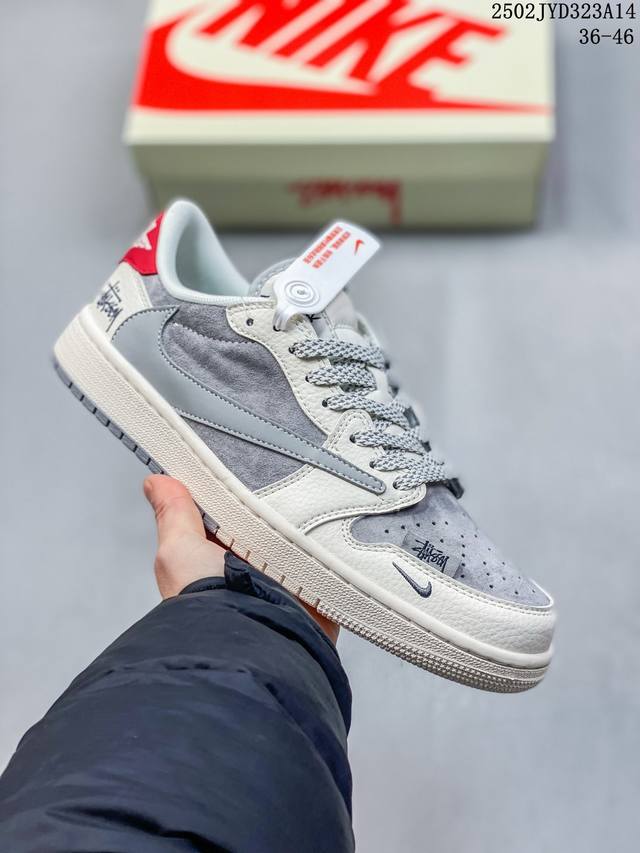 Travis Scott X Fragment Design X Air Jordan 1 Low Og Sp Aj1 乔1 斯图西联名-双拼红尾 低帮文化休闲