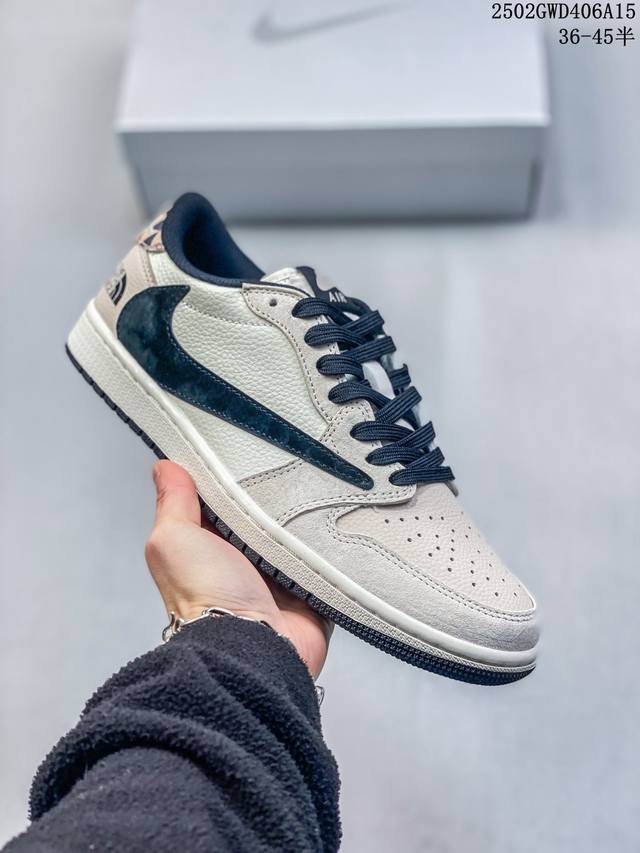 海外爆款限量发售！Travis Scott X Fragment Design X Jordan Air Jordan 1 Low Og Sp “北面联名 时尚