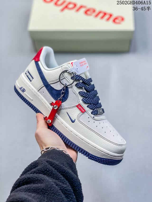 海外限量发售！公司级Nike Air Force 1 '07 Low “北面联名 灰蓝双拼抽绳”空军一号 低帮 运动鞋 休闲鞋 折边针车 工艺难度大 原楦头原纸