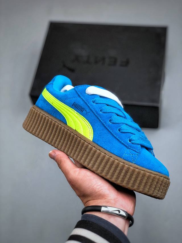 今日福利特价 Puma Creeper Phatty Speed Blue Gum 松糕面包版系列低帮厚底百搭休闲增高板鞋“速蓝荧光黄生胶底”396403 02