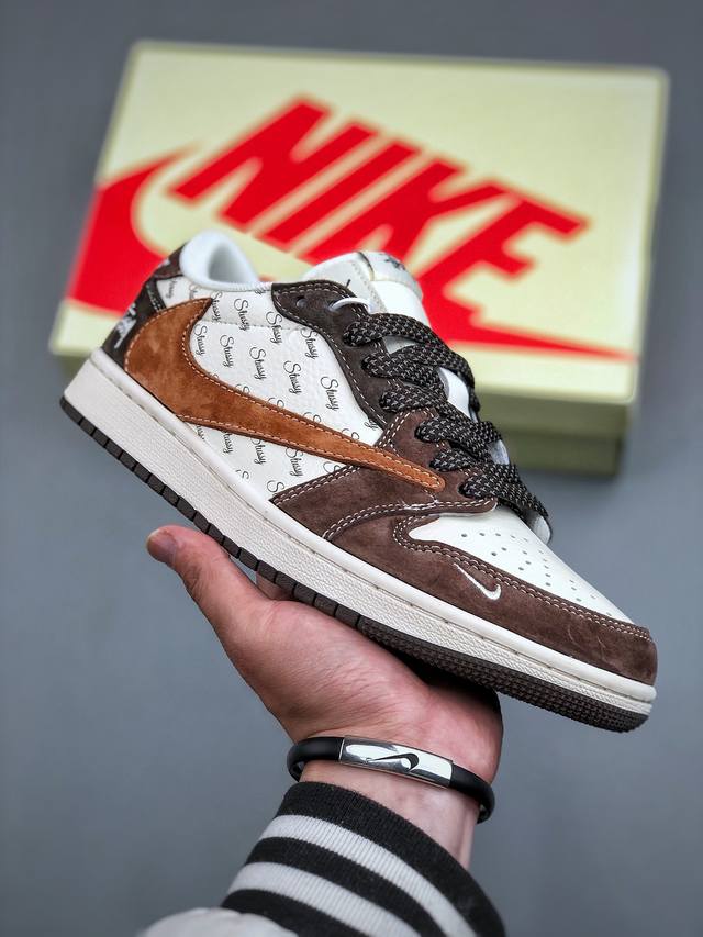 Travis Scott X Nike Air Jordan 1 Low X The North Face Air Jordan 1 Low 反转白棕小钩满天星 - 点击图像关闭