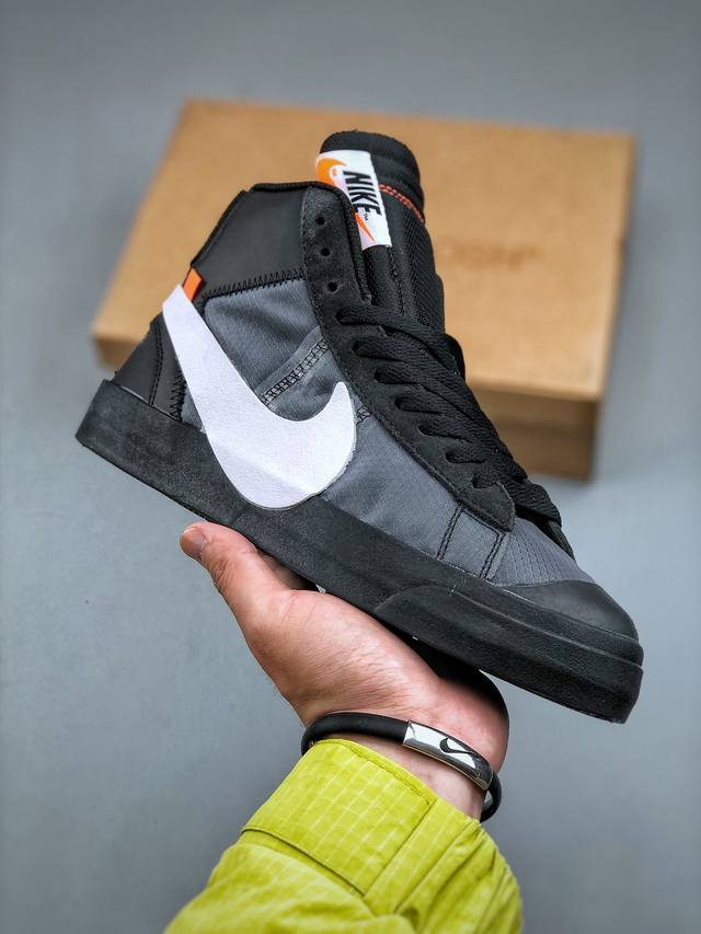 Off-White X Nike Blazer Mid Ow 联名开拓者 经典高帮百搭板鞋唯一还原官方细节#内测噪边字体 比对原鞋不断调试#橙色方块 唯一独家原