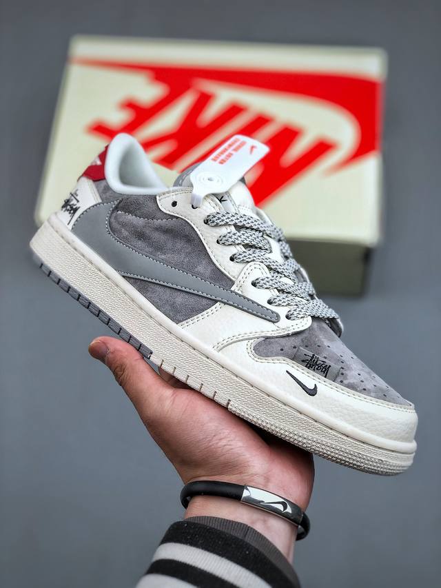 Travis Scott X Fragment Design X Air Jordan 1 Low Og Sp Aj1 乔1 斯图西联名-双拼红尾 低帮文化休闲