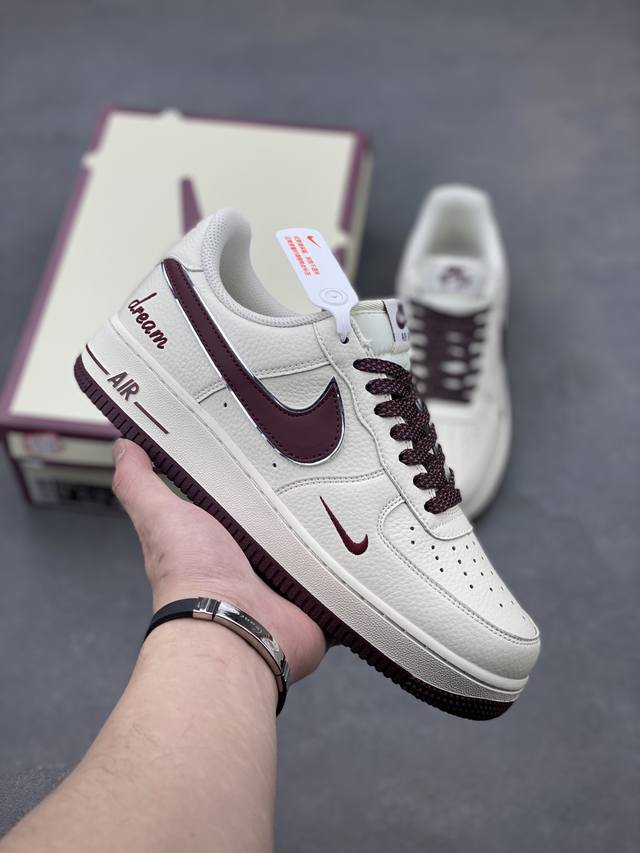 小红书爆款 官方定制 公司级 Nike Air Force 1 Low '07 “ Dream”白酒红小勾低帮空军一号休闲板鞋 定制皮料 专属鞋盒 原楦原纸板