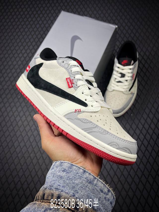 B Travis Scott X Fragment Design X Air Jordan 1 Low Og Sp Aj1 乔1 Supreme联名 祥云新年红