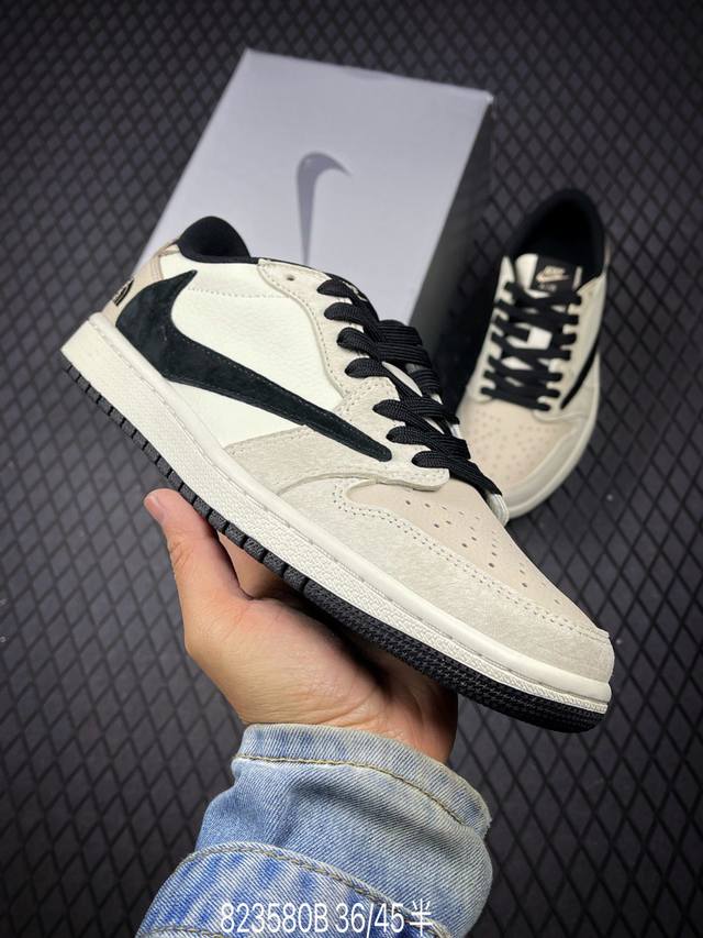 B Travis Scott X Fragment Design X Air Jordan 1 Low Og Sp Aj1 乔1 北面联名 时尚方格 低帮文化休