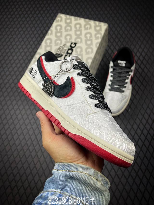 B Nk Sb Dunk Low 北面 X 冠希三方联名 白丝绸黑红勾 周年高端定制 低帮休闲板鞋 Dm6868-041 #定制鞋盒 大厂纯原品质出货 超高清洁