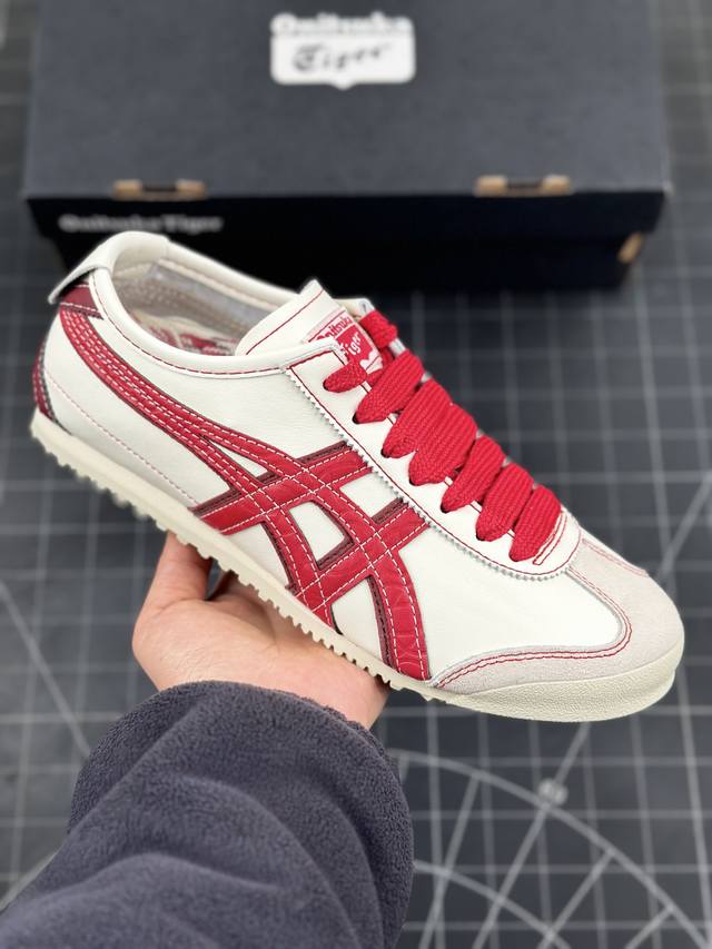 本地 核心私 公司级Onitsuka Tiger Mexico 66 阿斯克斯 鬼冢虎 低帮减震支撑低帮运动休闲鞋 这款鞋由皮革制成，具有鞋跟交叉加固设计，可提