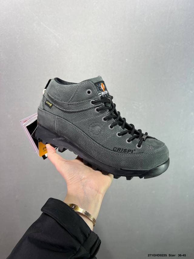 公司级Crispi Monaco Gtx 舒适 减震防滑防水透气 低帮登山徒步鞋 Gore-Tex防水构造、Vibram Megagrip大底，不管是穿梭于城市