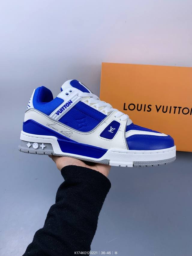 路易威登 Louis Vuitton Lv路易威登板鞋 时尚运动鞋 潮厚底增高鞋 。舒适防滑底和百搭性霸屏整个时尚娱乐圈，细节调整完美主义！鞋面采用柔软皮革鞋面 - 点击图像关闭