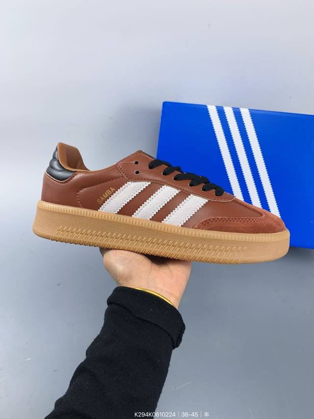 真标带半码阿迪达斯 三叶草 Adidas Originals Samba Xlg 桑巴舞系列 厚底 绅士德训足球风百搭低帮休闲运动板鞋 Size：如图 编码：K