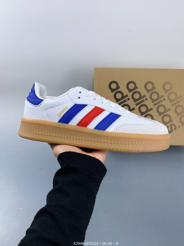 真标带半码阿迪达斯 三叶草 Adidas Originals Samba Xlg 桑巴舞系列 厚底 绅士德训足球风百搭低帮休闲运动板鞋 Size：如图 编码：K