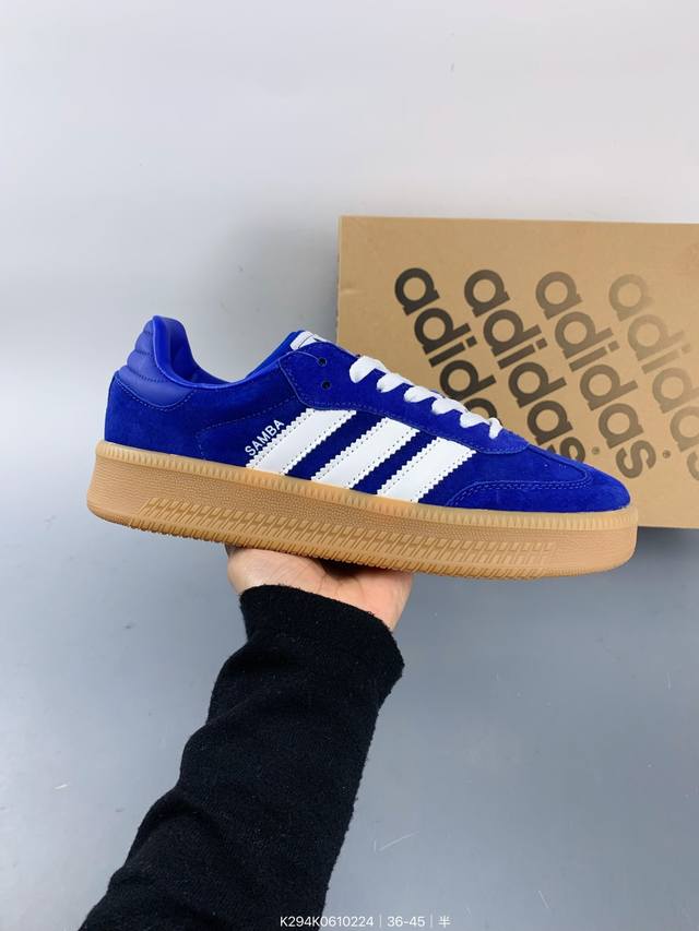 真标带半码阿迪达斯 三叶草 Adidas Originals Samba Xlg 桑巴舞系列 厚底 绅士德训足球风百搭低帮休闲运动板鞋 Size：如图 编码：K