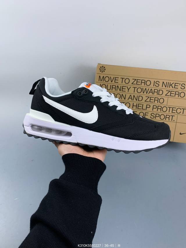 真标耐克Nk Air Max Dawn 黎明系列低帮气垫百搭休闲运动慢跑鞋 采用柔软翻毛皮和透气梭织材料打造利落鞋面 中底和鞋跟融入现代感线条设计 兼具复古风格