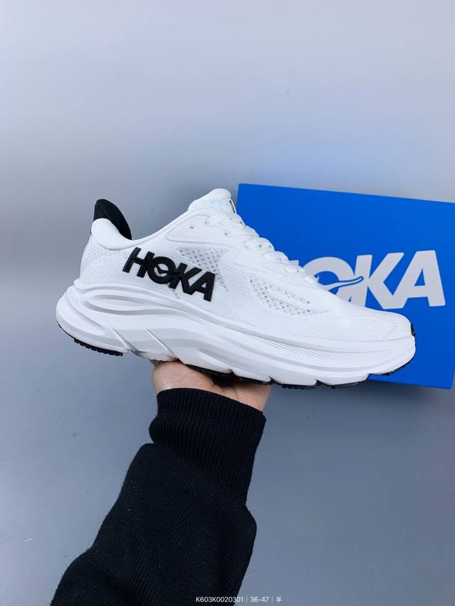 Hoka One One Cii Fton 克里夫顿 鞋面织物合成革。鞋底采用Eva板材发泡 脚感舒适 减震耐磨透气跑步运动鞋 Size：如图 编码：K603K