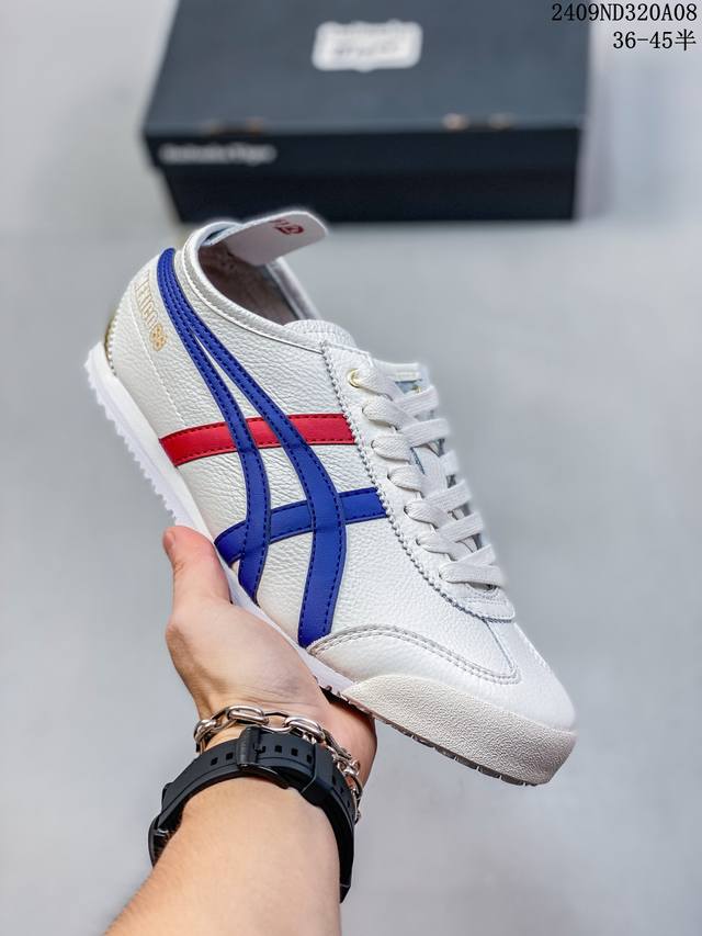 亚瑟士 Onitsuka Tiger Mexico 66 Slip On 鬼冢虎复古时尚 舒适透气皮革鞋面 耐磨防滑 休闲运动跑步鞋 虎底采用磨耐防橡滑胶底大富