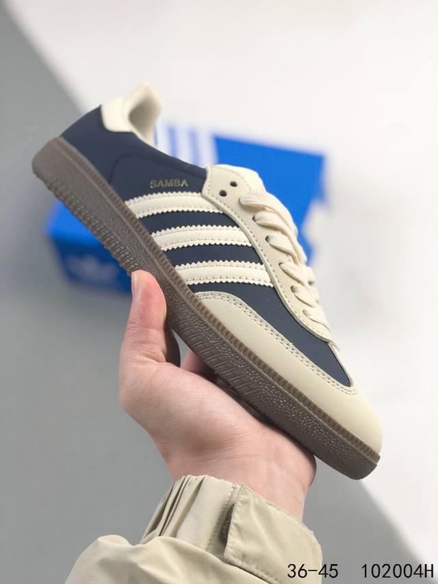 真标带半码！ 阿迪达斯 三叶草Adidas Samba Vegan Og 桑巴舞系列绅士德训足球风百搭低帮休闲运动板鞋 Id：102004H