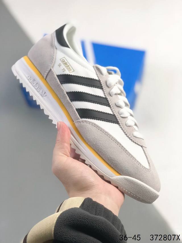 公司级带半码！ 阿迪达斯 Adidas 复古前卫都占了，联乘英国设计师品牌Wales Bonner X Sl 72 Og 经典复古低帮休闲运动慢跑鞋 尺码：36