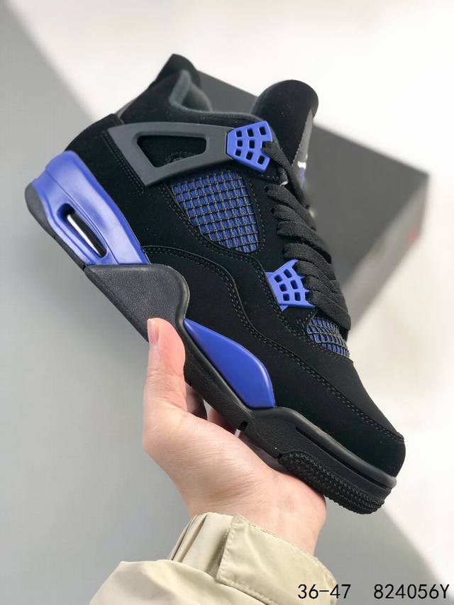 公司级带半码！ 耐克Nike Air Jordan 4 “Monsoon Blue” Aj4 乔4 迈克尔 乔丹 Aj4代 中帮复古休闲运动文化篮球鞋。秉承轻量