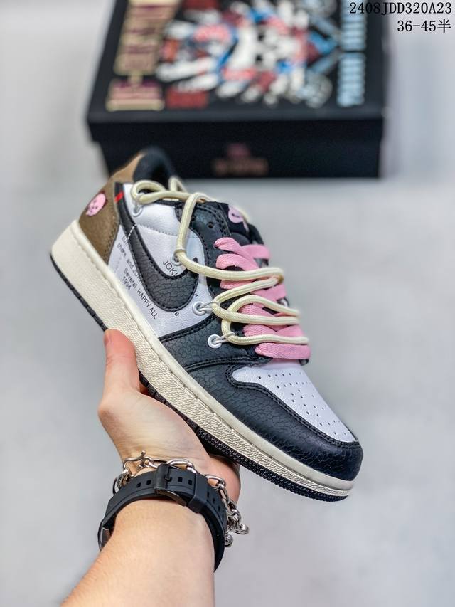 公司级头层！耐克Nike Air Jordan 1 Low Aj1 乔1 解构绑带低帮潮流缓运动休闲板鞋。Aj1 低帮拼接 完美版型真头层牛皮# 内置缓震气垫