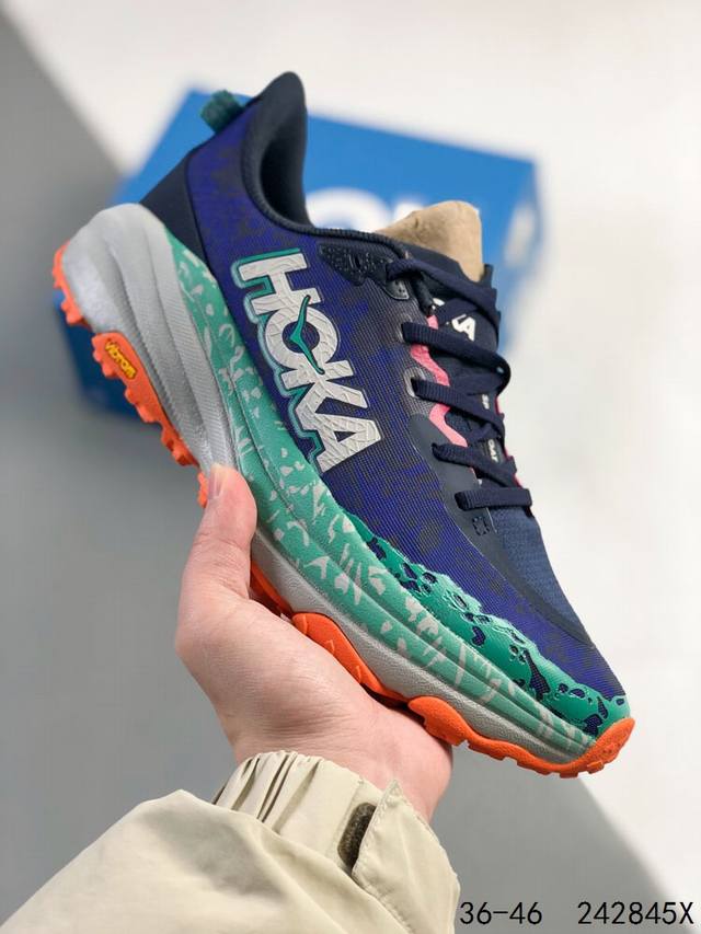 公司级带半码！ Hoka One One Speedgoat 6 户外越野跑步鞋 飞速羚羊 6.0系列 新一代工程网纱鞋面 在确保鞋面稳定性的同时减少了固定胶条