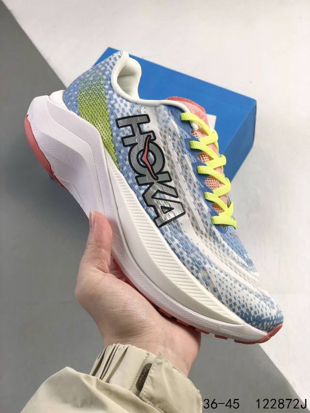 公司级带半码！ 美国新兴跑鞋品牌 Hoka W Mach X 机能轻量缓震网面厚底增高越野男女运动跑步鞋 Id：122872J