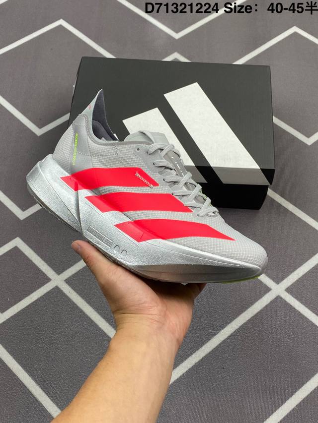 新品公司级 阿迪达斯 Adidas Adizero Adios Pro 4 舒适防滑耐磨 低帮 休闲跑步鞋 男女款厚度增高老爹鞋 金属银 2025年，Adida