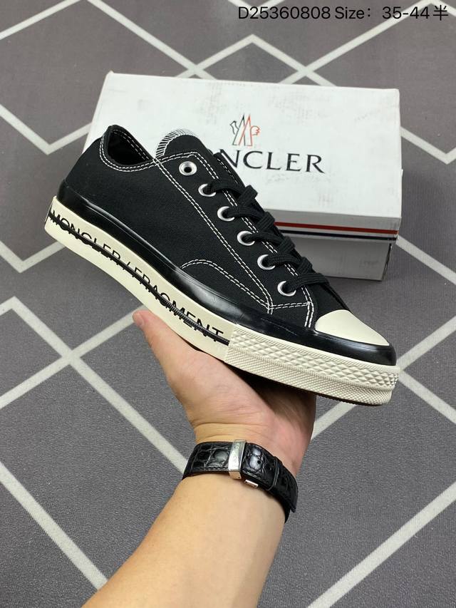 原盒正确版 匡威藤原浩闪电三方联名系列新款黑 蓝色 Moncler X Fragment Design X Converse藤原浩三方联名Chuck 70 男女