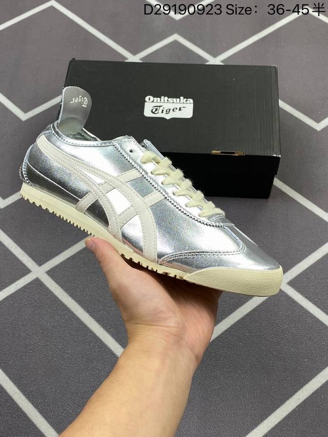 Onitsuka Tiger Mexico66 阿斯克斯 鬼冢虎 低帮 男女同款 减震支撑低邦运动休闲鞋 这款鞋由皮革制成，具有鞋跟交叉加固设计，可提供更高的稳