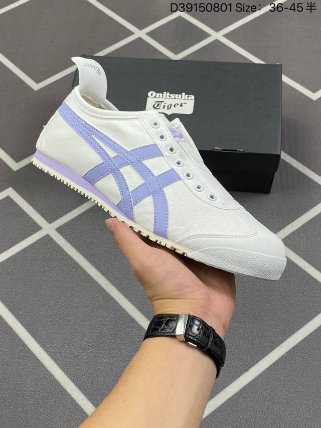 真标Onitsuka Tiger鬼冢虎 Mexico 66 Slip-On 一脚蹬低帮夏季透气运动休闲鞋 货号:Th342N 尺码:36 37 37.5 38